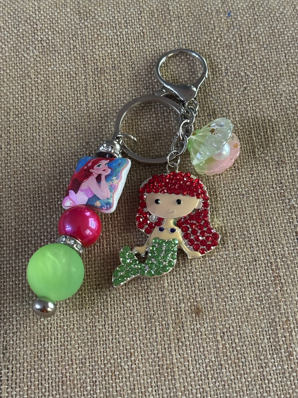 The Little Mermaid Ariel Handmade Key Chain/Bag Charm Clip